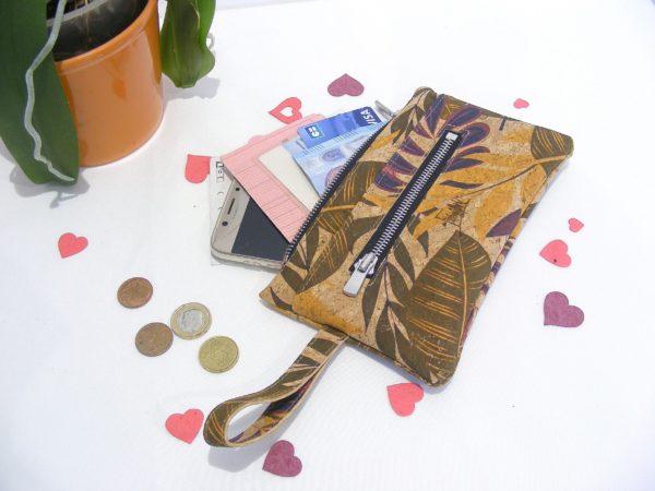 Portefeuille FEMKE maroquinerie vegan-cadeau femme-portefeuille liège-artisanat-fait en france-pochette en liège-pochette vegan