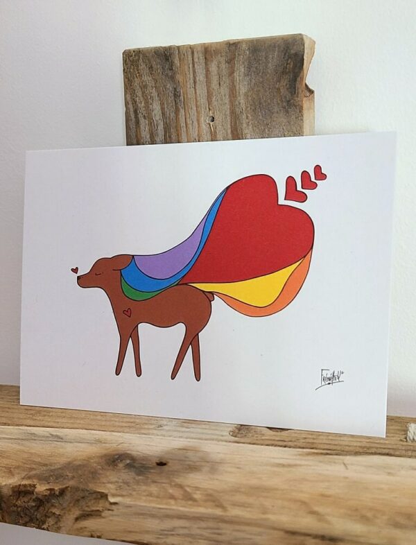 Carte- Good Luck -Biche bonne chance carte illustrée