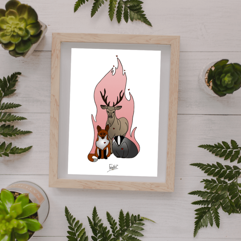 Affiche animaux-décoration poétique- animaux forêt-illustration animaux-artisanat français