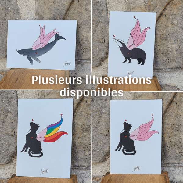 Carte illustrée-Collection Angel-animaux-artisanat français