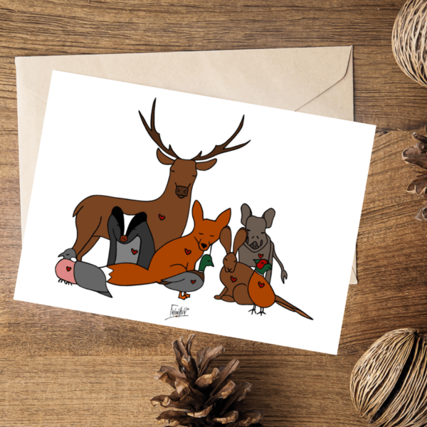 Carte portrait de famille-animaux de la forêt-happy friends-artisanat