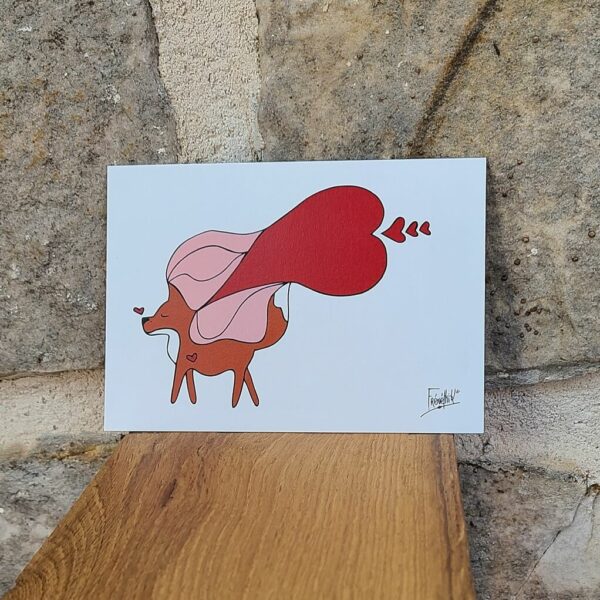 Tendresse-carte illustrée animaux- renard- amour-artisanat français