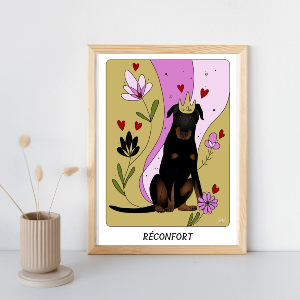 Affiche chien oracle- réconfort-décoration poétique-illustration animaux-artisanat français
