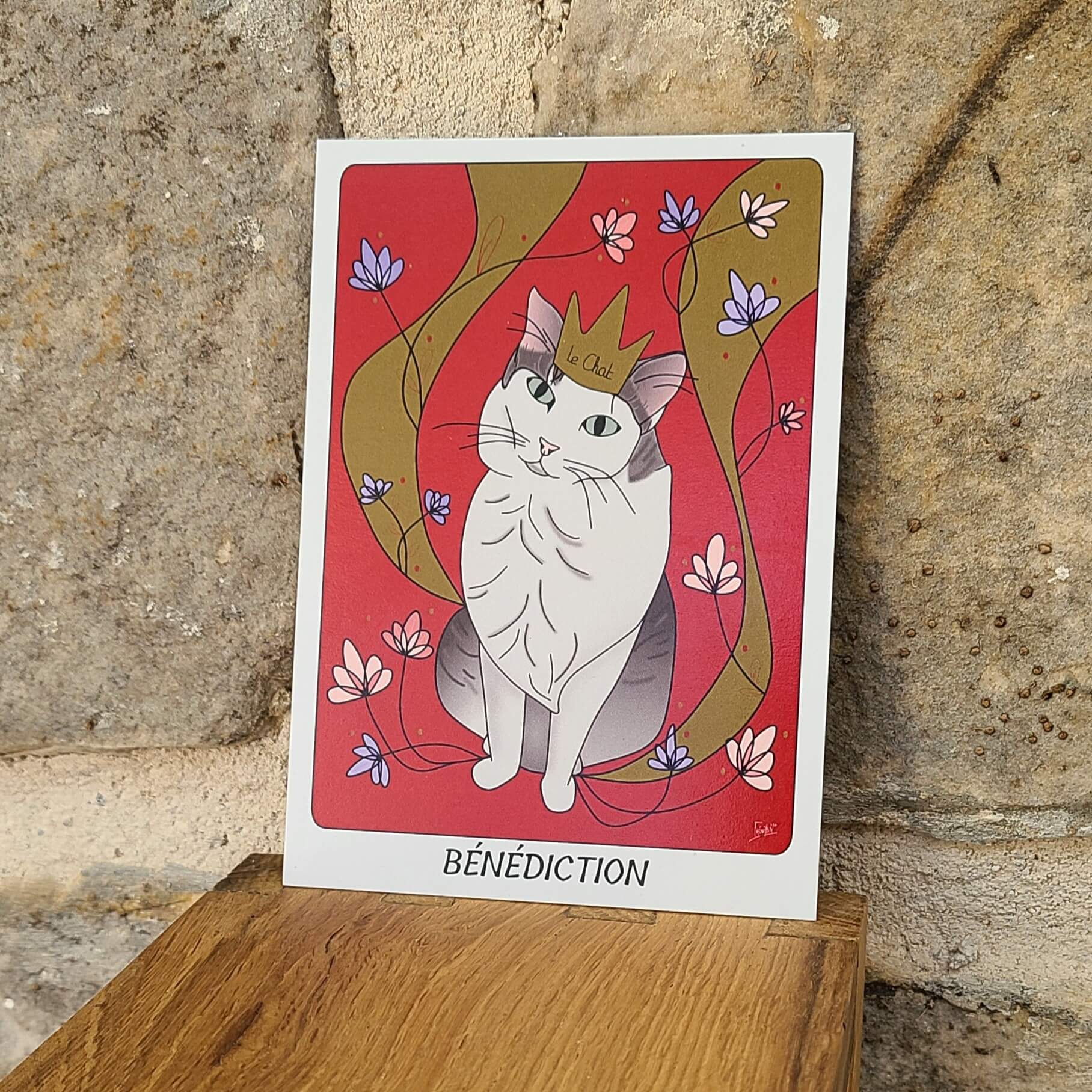 Carte Oracle animaux-artisanat français-chat-bénédiction