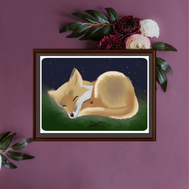 Affiche Frénéthik-bébé renard-renardeau endormi