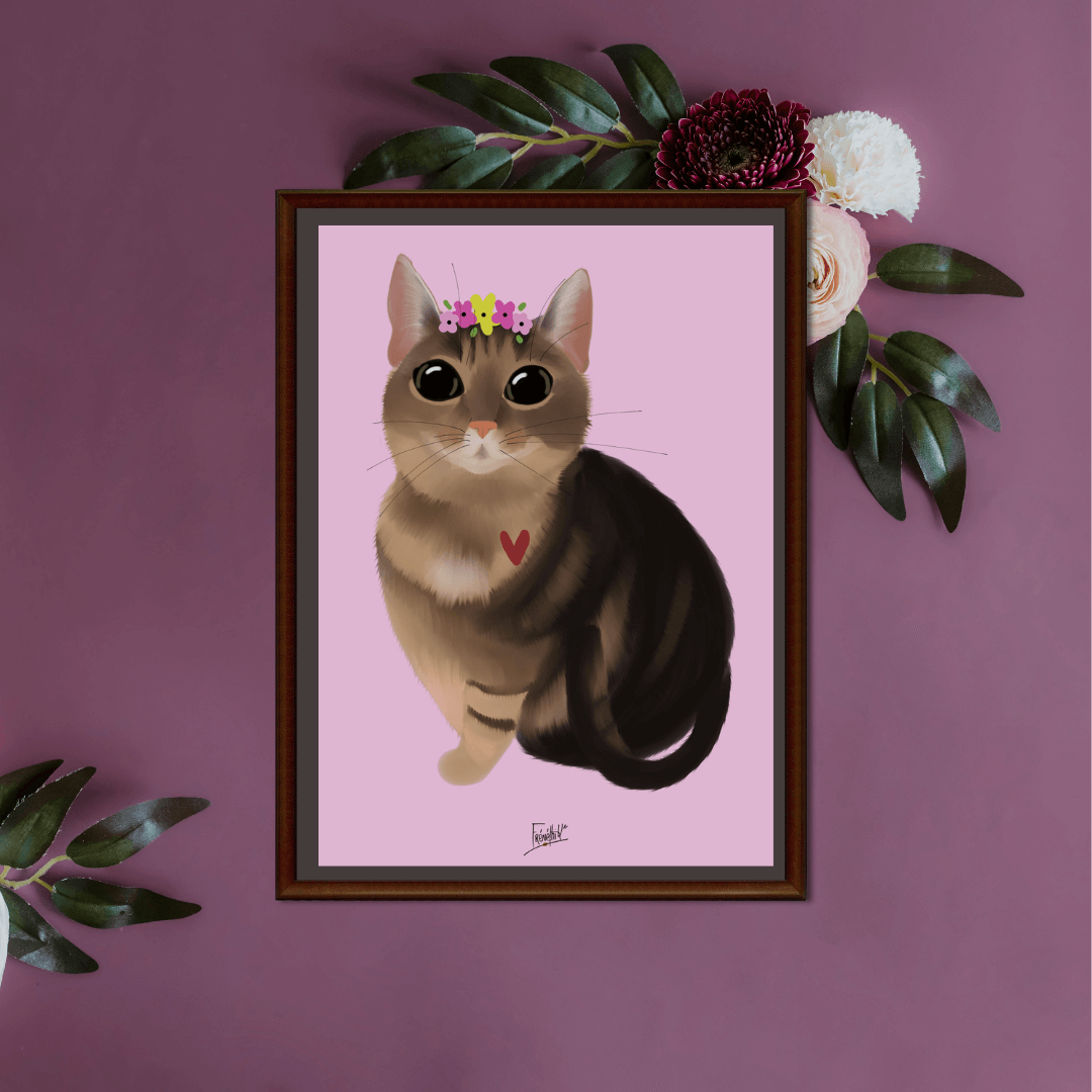 Affiche Frénéthik-chat mignon-rose