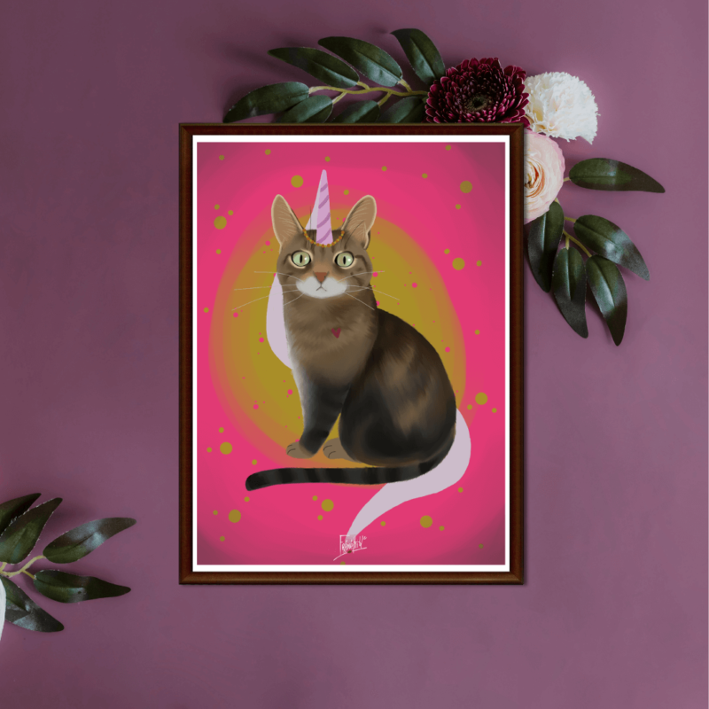 Affiche chat-rose-licorne- fontainebleau-décoration murale (5)