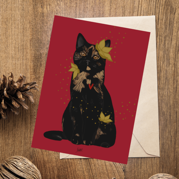 Frenethik-carte chat-écaille-beauté-fleur doré-fontainebleau
