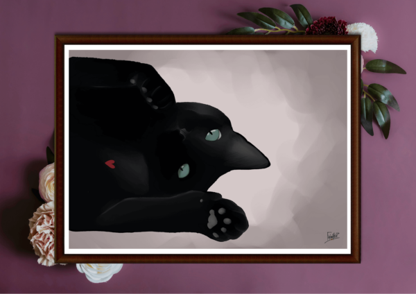 Affiche chat noir-calin fontainebleau-décoration murale