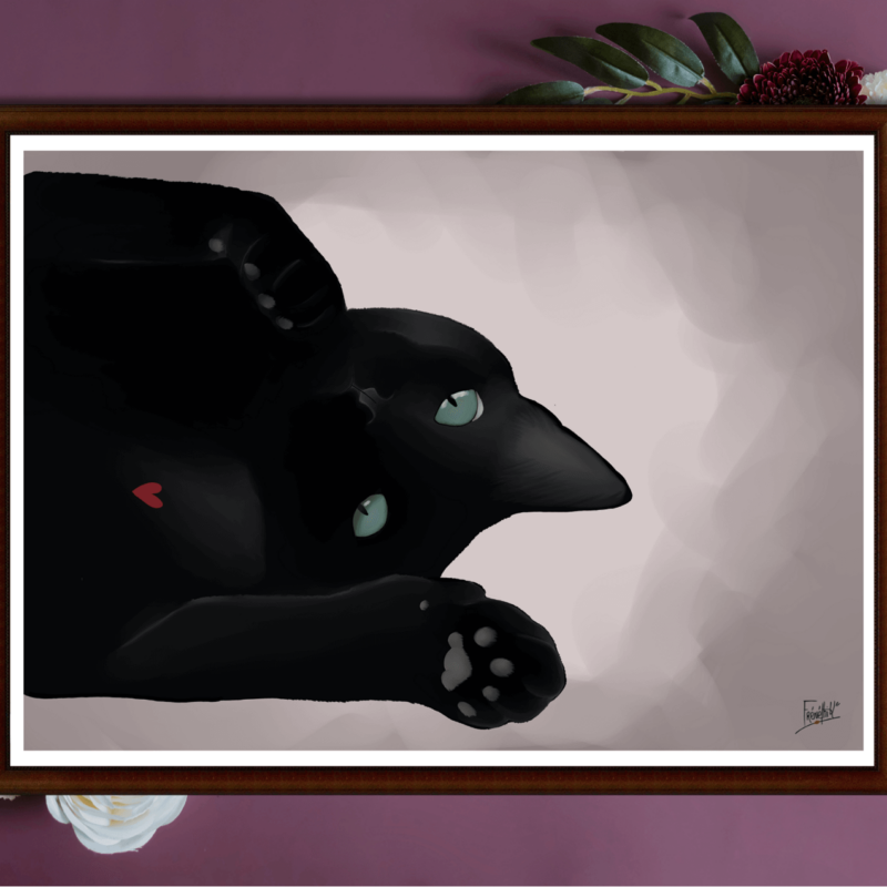 Affiche chat noir-calin fontainebleau-décoration murale